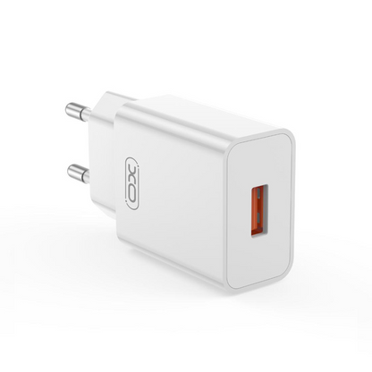 Netoplader med USB-C-kabel XO Design L127, 18W, 3A, 1 x USB-A, Hvid