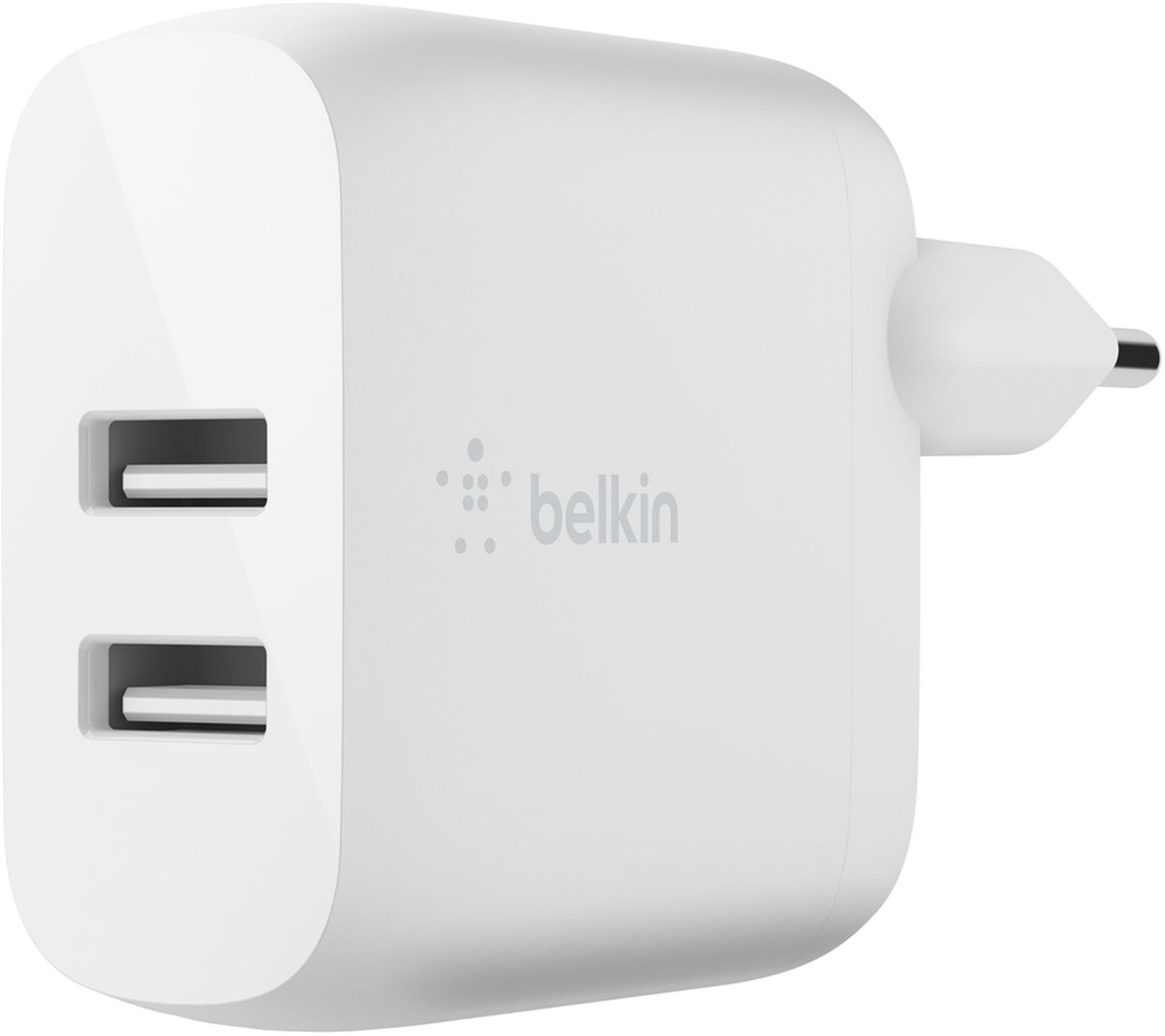Netoplader med USB-C-kabel Belkin BoostCharge Dual, 24W, 2,4A, 2 x USB-A, Hvid WCE001vf1MWH