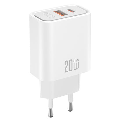 Netoplader med USB-C-kabel XO Design CE40, 20W, 3A, 1 x USB-A - 1 x USB-C, Hvid