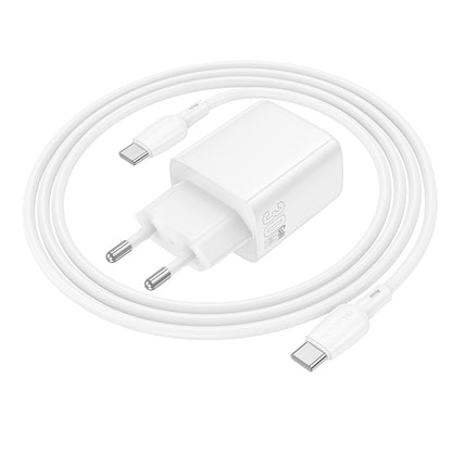 Netværksoplader med USB-C kabel Borofone BN29 Fuente, 30W, 3A, 1 x USB-A - 1 x USB-C, Hvid