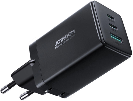 Netværksoplader med USB-C Kabel Joyroom TCG01, 65W, 3.25A, 1 x USB-A - 2 x USB-C, Sort