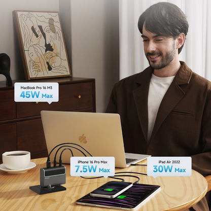 Netværksoplader med USB-C-kabel Cuktech, 100W, 5A, 1 x USB-A - 2 x USB-C, Grå CUKAD1003EUG