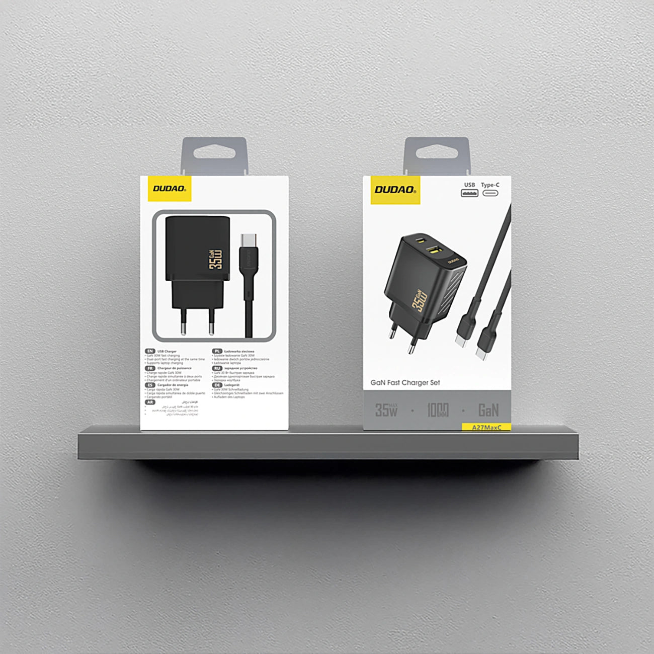 Netværksoplader med USB-C kabel Dudao A27 Max, 35W, 1 x USB-A - 1 x USB-C, Sort