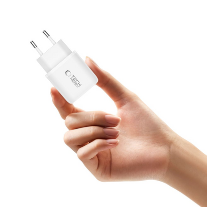 Netoplader med Lightning-kabel Tech-Protect NCA20, 20W, 3A, 1 x USB-A - 1 x USB-C, Hvid