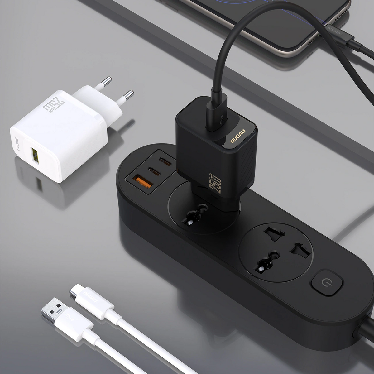 Netoplader med USB-C-kabel Dudao A27STEU, 25W, 3A, 1 x USB-A, Sort