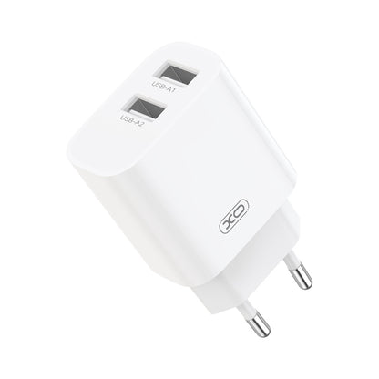 XO Design CE55 netoplader med Lightning-kabel, 12 W, 2,4 A, 2 x USB-A, hvid