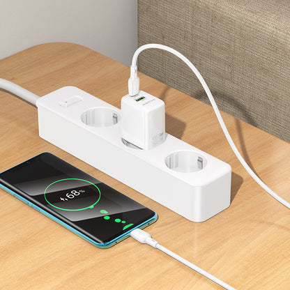 Netværksoplader med USB-C kabel Borofone BN27 Fuente, 20W, 3A, 1 x USB-A - 1 x USB-C, Hvid