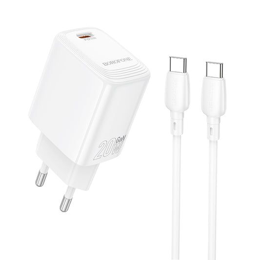 Netværksoplader med USB-C kabel Borofone BN26 Fuente, 20W, 3A, 1 x USB-C, Hvid
