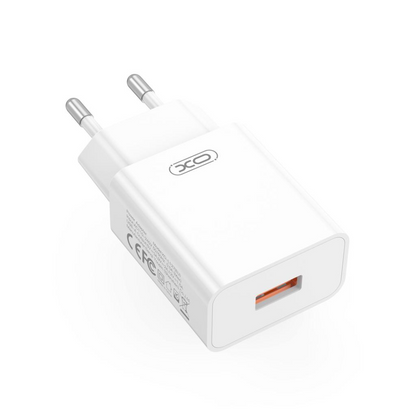 Netoplader med USB-C-kabel XO Design L127, 18W, 3A, 1 x USB-A, Hvid