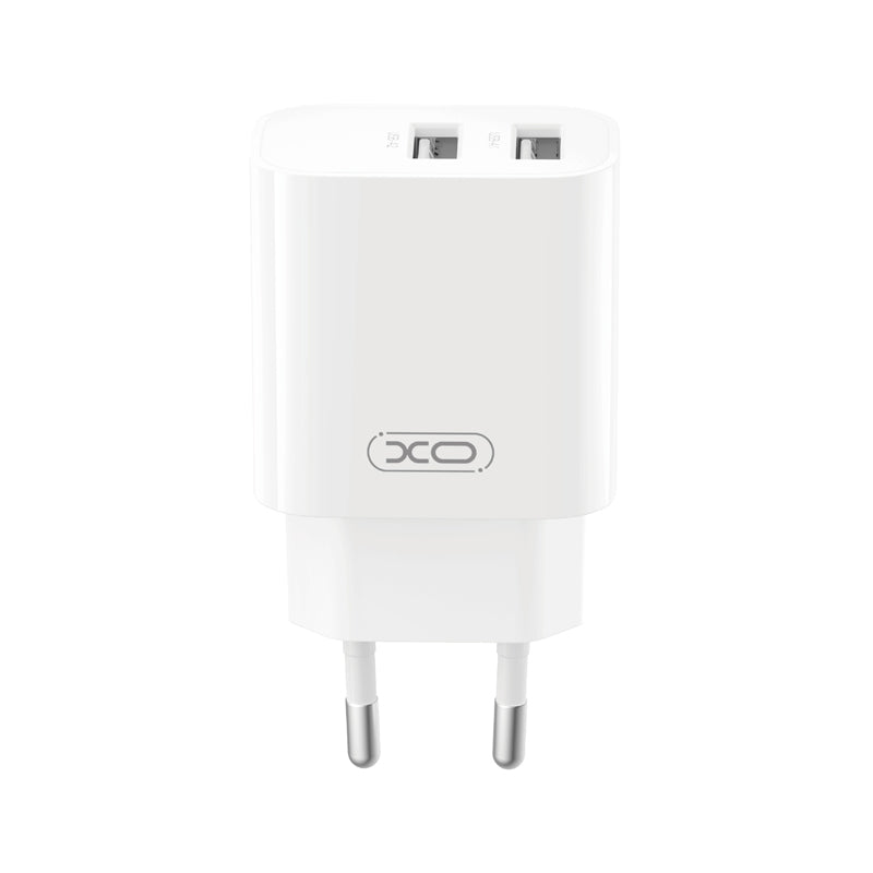 XO Design CE55 netoplader med Lightning-kabel, 12 W, 2,4 A, 2 x USB-A, hvid