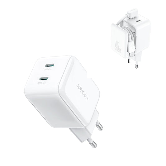 Netværksoplader med USB-C Kabel Joyroom JR-TCL05, 45W, 3A, 2 x USB-C, Hvid