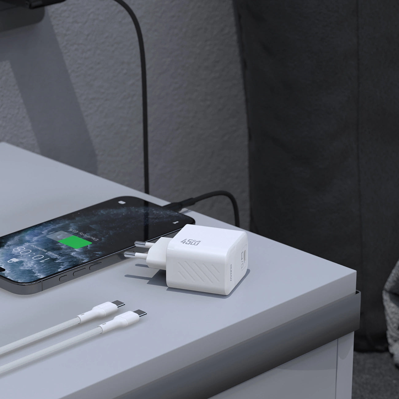 Netværksoplader med USB-C kabel Dudao A28C, 45W, 3A, 1 x USB-C, Hvid