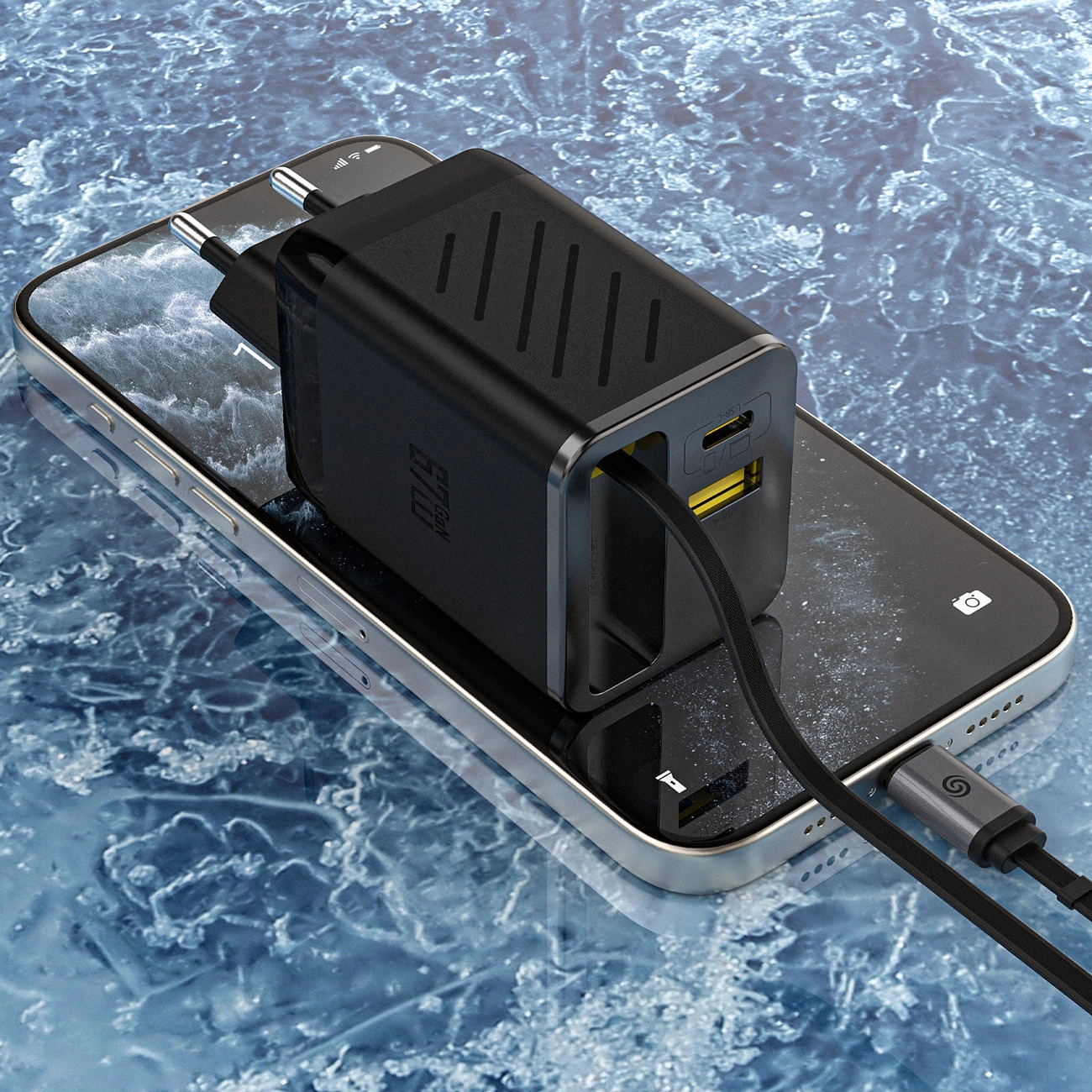 Netværksoplader med USB-C-kabel Dudao A67EU, 67W, 3.35A, 1 x USB-A - 1 x USB-C, Sort