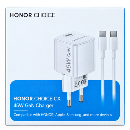 Honor Choice CP045E USB-C Cable Wall Charger, 45W, 3A, 1 x USB-C, White 5504ALHP
