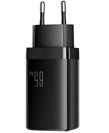 Netoplader med USB-C-kabel Joyroom JR-TG10, 65W, 3,25A, 1 x USB-A - 2 x USB-C, Sort