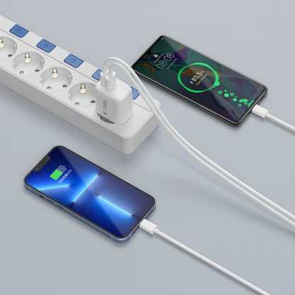 Netoplader med USB-C-kabel Tech-Protect NCA20, 20W, 3A, 1 x USB-A - 1 x USB-C, Hvid