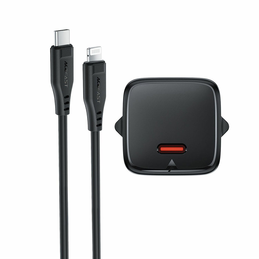 Acefast A118 Lightning Cable Wall Charger, 30W, 3A, 1 x USB-C, Black