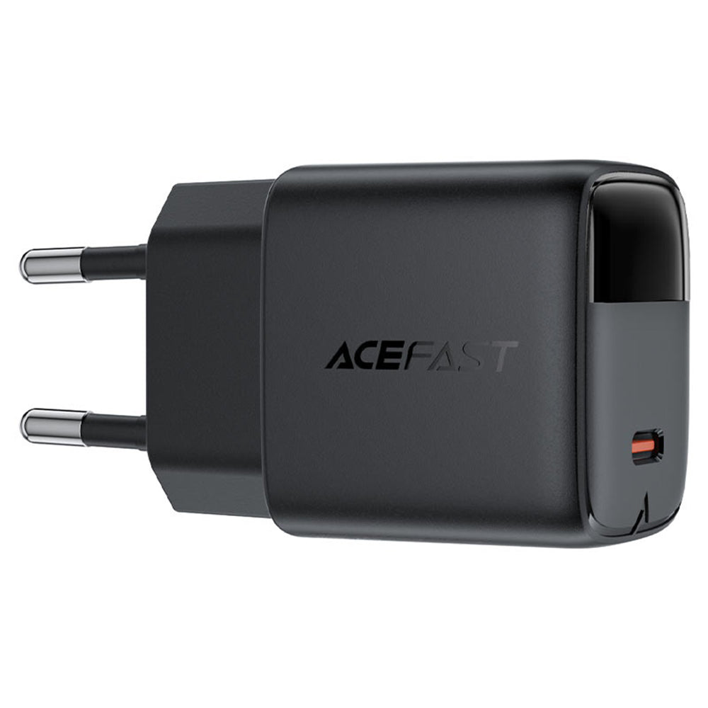 Netværksoplader med USB-C kabel Acefast A113 Display, 20W, 3A, 1 x USB-C, Sort