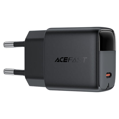 Netværksoplader med USB-C kabel Acefast A113 Display, 20W, 3A, 1 x USB-C, Sort