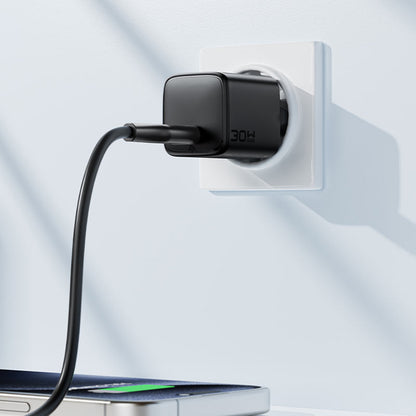 Netværksoplader med USB-C kabel Acefast A118, 30W, 3A, 1 x USB-C, Sort