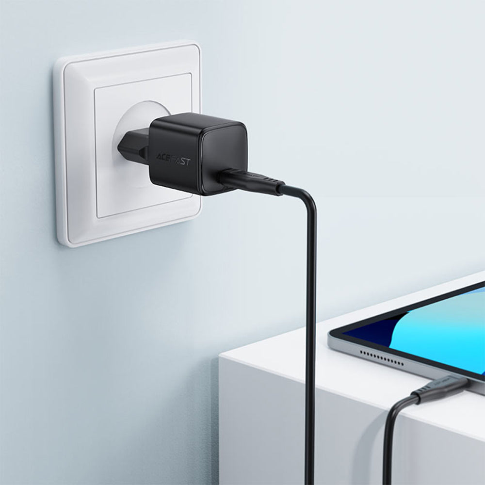 Netværksoplader med USB-C kabel Acefast A118, 30W, 3A, 1 x USB-C, Sort