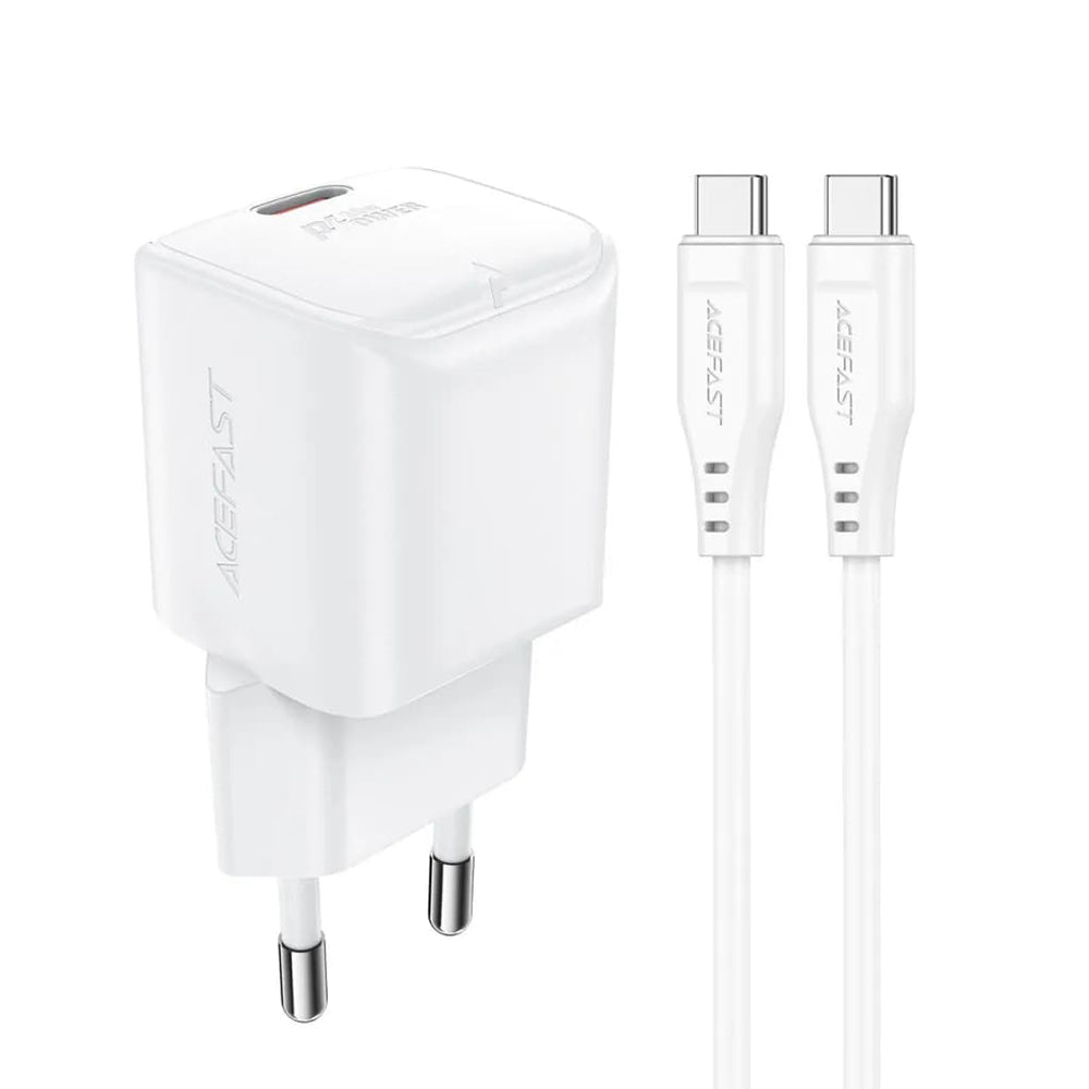 Netværksoplader med USB-C kabel Acefast A77, 30W, 3A, 1 x USB-C, Hvid