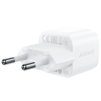 Netværksoplader med USB-C kabel Acefast A77, 30W, 3A, 1 x USB-C, Hvid