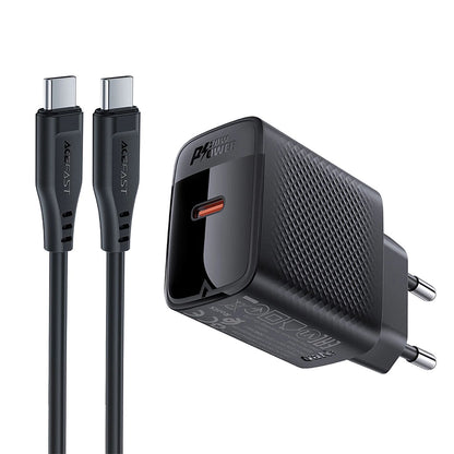 Netværksoplader med USB-C kabel Acefast A82, 20W, 3A, 1 x USB-C, Sort