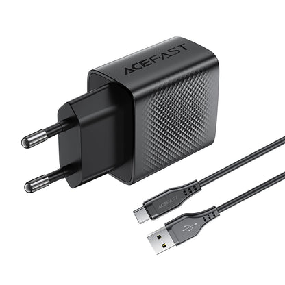 Netværksoplader med USB-C Kabel Acefast A90, 18W, 3A, 1 x USB-A, Sort