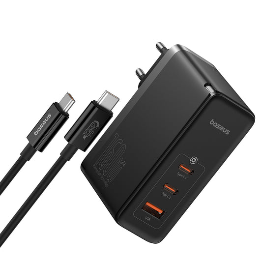 Netværksoplader med USB-C kabel Baseus GaN5 Pro, 160W, 5A, 1 x USB-A - 2 x USB-C, Sort P10110825113-00