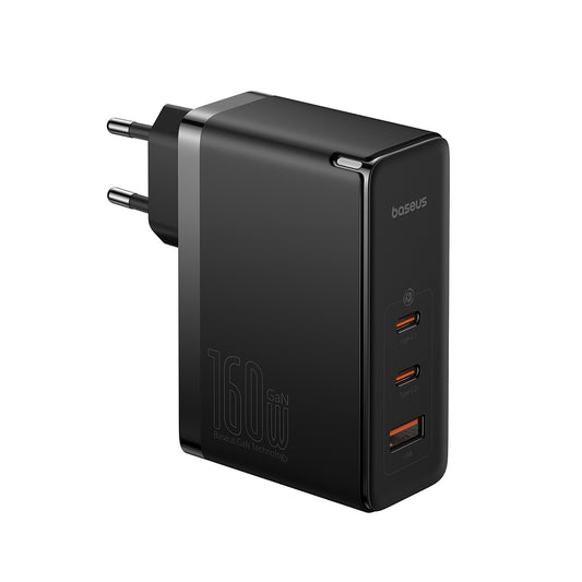 Netværksoplader med USB-C kabel Baseus GaN5 Pro, 160W, 5A, 1 x USB-A - 2 x USB-C, Sort P10110825113-00