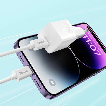 Netværksoplader med USB-C Kabel Baseus GaN Mini 1C, 30W, 3A, 1 x USB-C, Blå P10110902313-00