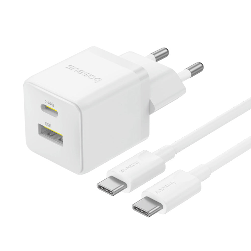 Netværksoplader med USB-C kabel Baseus Palm, 30W, 3A, 1 x USB-A - 1 x USB-C, Hvid P1011160A213-01