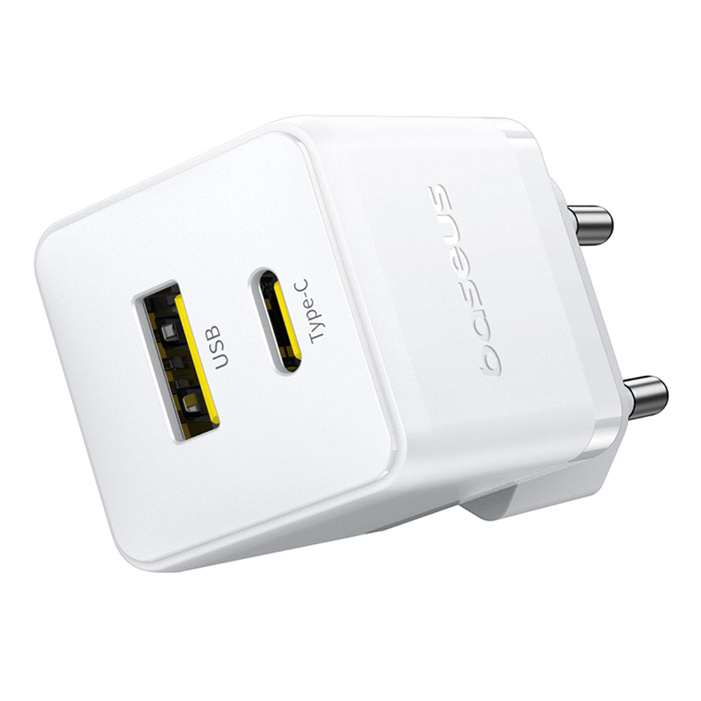 Netværksoplader med USB-C kabel Baseus Palm, 30W, 3A, 1 x USB-A - 1 x USB-C, Hvid P1011160A213-01