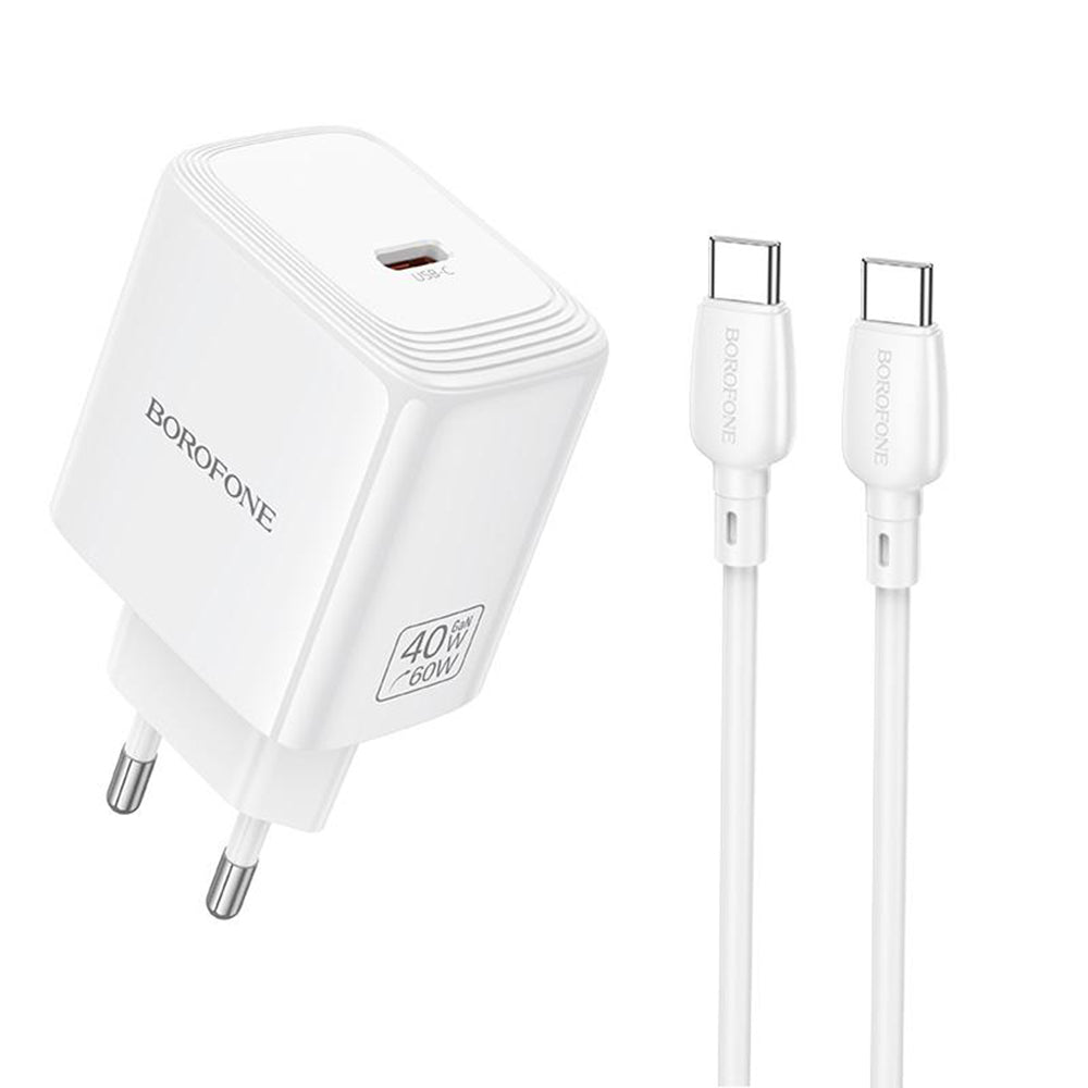 Netoplader med USB-C-kabel Borofone BN33 Fuente, 40W, 1 x USB-C, Hvid