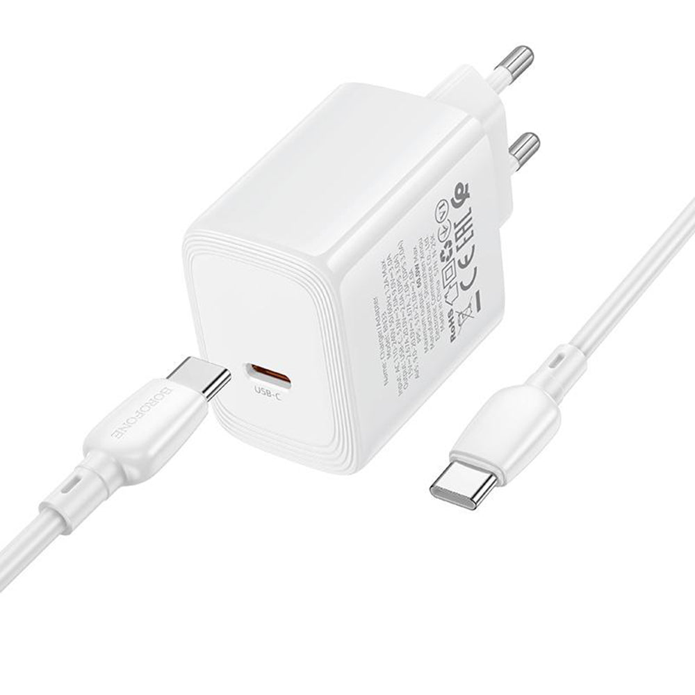 Netoplader med USB-C-kabel Borofone BN33 Fuente, 40W, 1 x USB-C, Hvid