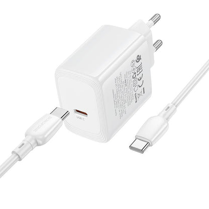 Netoplader med USB-C-kabel Borofone BN33 Fuente, 40W, 1 x USB-C, Hvid