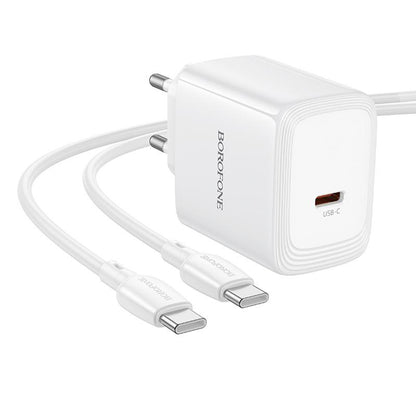 Netoplader med USB-C-kabel Borofone BN33 Fuente, 40W, 1 x USB-C, Hvid