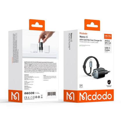 Netoplader med USB-C-kabel Mcdodo Nano CH-8262, 65W, 3,25A, 1 x USB-C, Sort