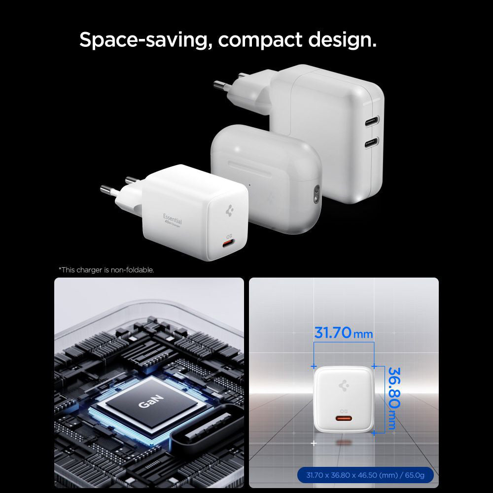 Netværksoplader med USB-C kabel Spigen EE451EU Essential, 45W, 3A, 1 x USB-C, Hvid ACH09473