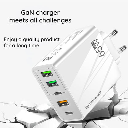 Netværksoplader med USB-C kabel Techsuit CHC2 PentaXPower, 20W, 3A, 3 x USB-A - 2 x USB-C, Hvid