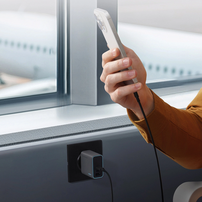 Cuktech Netværksoplader, 65W, 3A, 1 x USB-A - 2 x USB-C, Grå CUKAD653EUGR