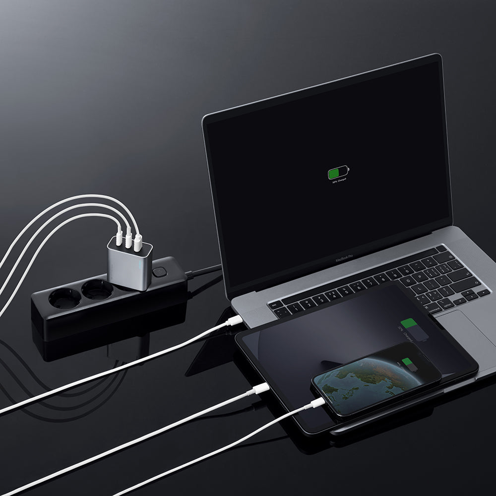Cuktech Netoplader, 65W, 3,25A, 1 x USB-A - 2 x USB-C, Hvid CUK0A15CEUSL