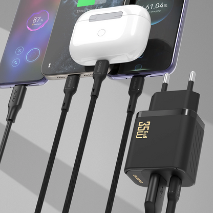 Dudao A27 Max Netoplader, 35W, 1 x USB-A - 1 x USB-C, Sort
