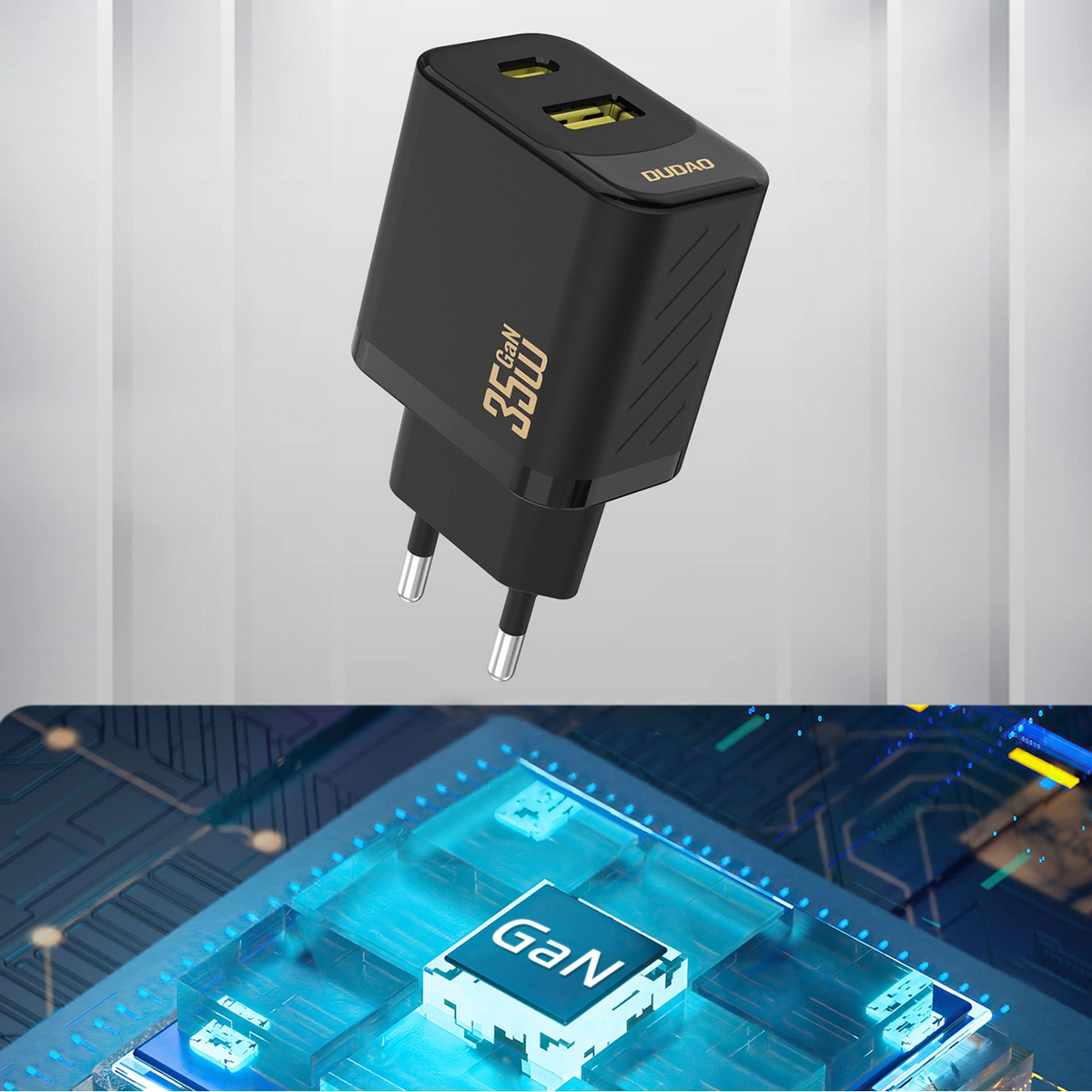 Dudao A27 Max Netoplader, 35W, 1 x USB-A - 1 x USB-C, Sort