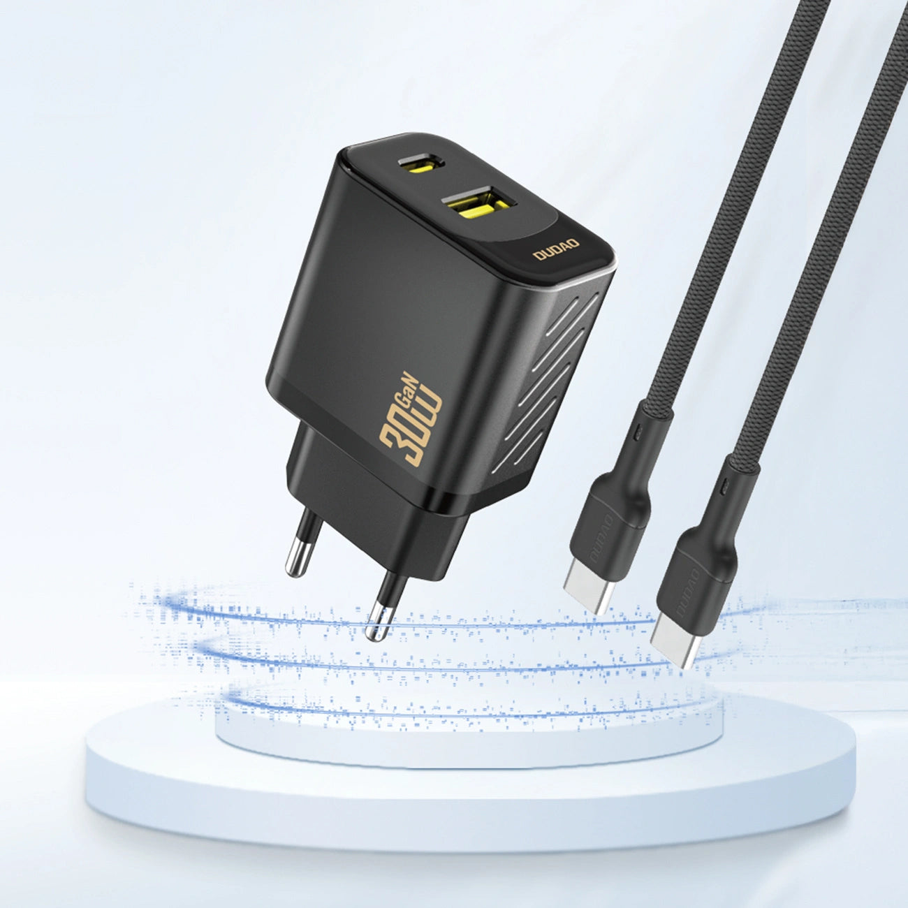 Dudao A27TEU Network Charger, 30W, 3A, 1 x USB-A - 1 x USB-C, Black