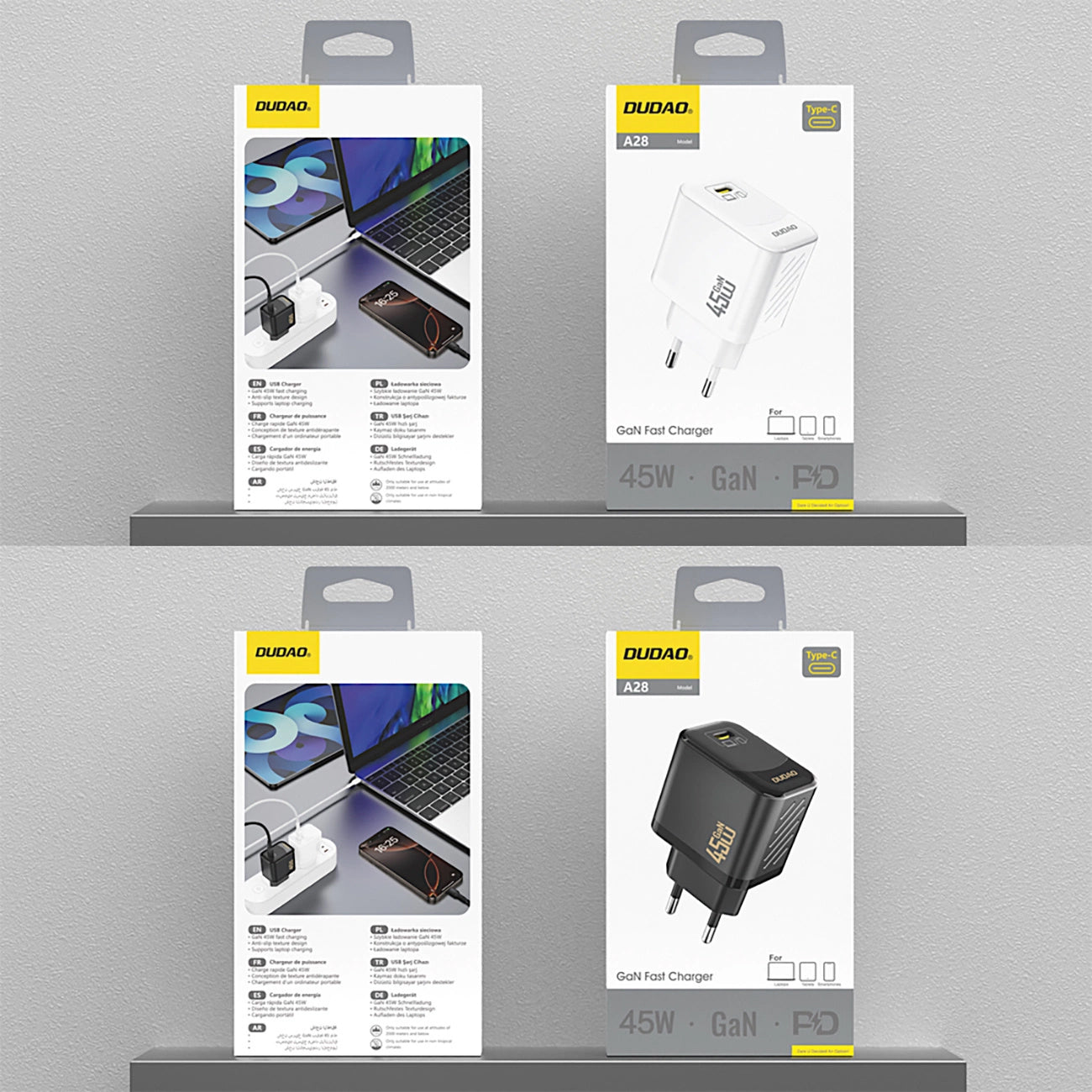 Dudao A28 Netværksoplader, 45W, 3A, 1 x USB-C, Sort