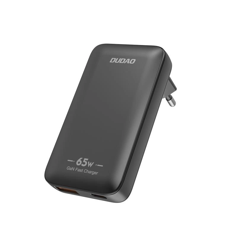 Dudao A65Q Travel netværksoplader, 65W, 3.25A, 1 x USB-A - 1 x USB-C, Sort