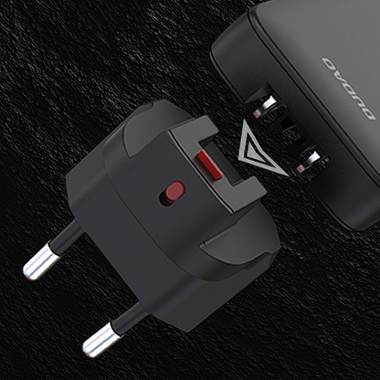 Dudao A65Q Travel netværksoplader, 65W, 3.25A, 1 x USB-A - 1 x USB-C, Sort