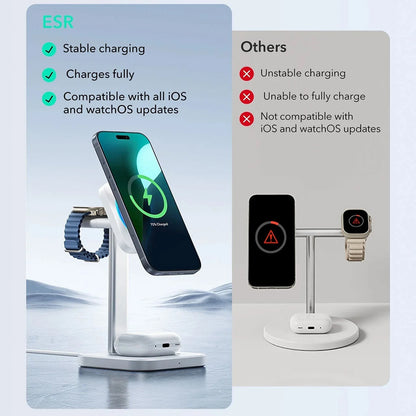 ESR CryoBoost 3in1 trådløs netværksoplader, 25W, 1.67A, Sort